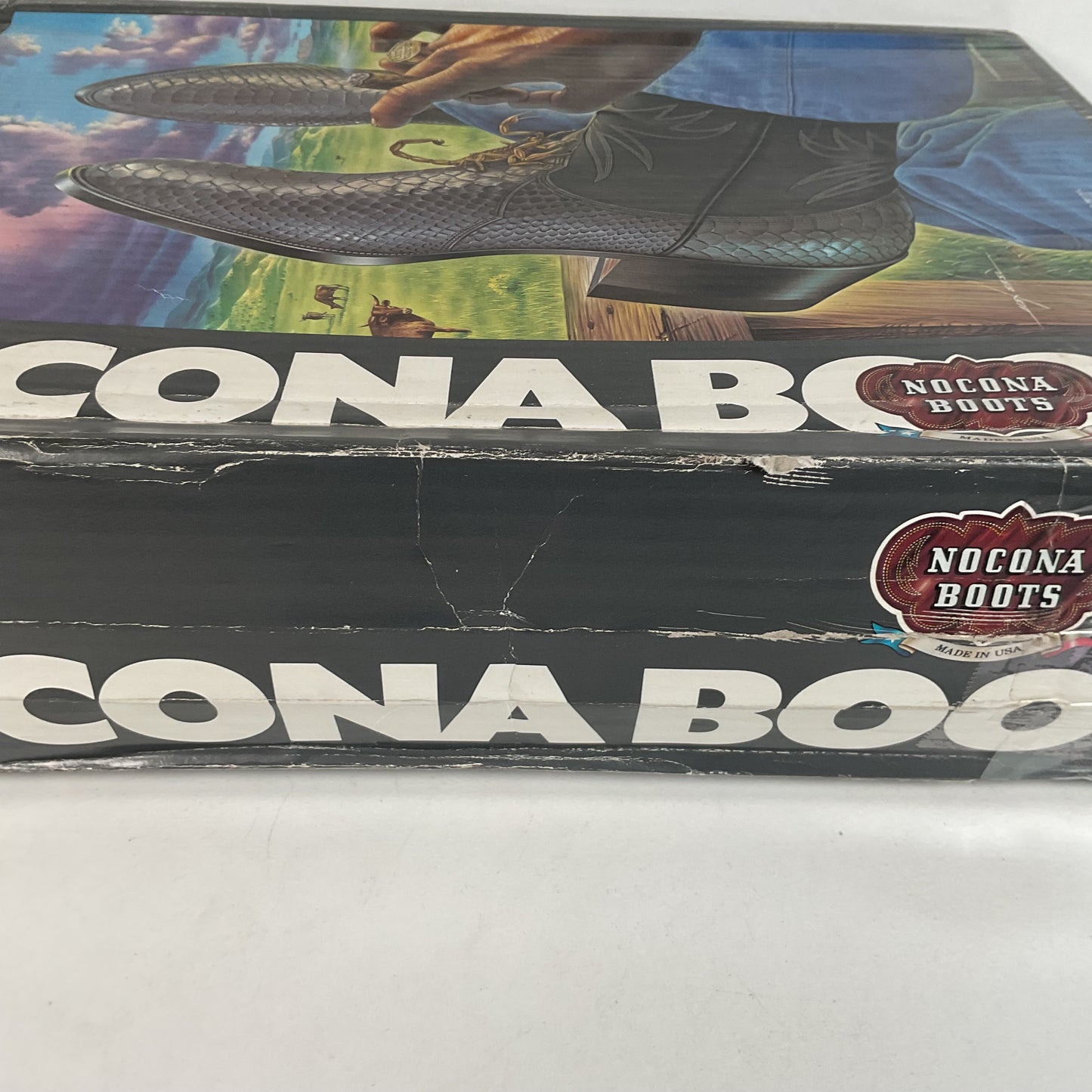 Vintage 1980s Nocona Cowboy Boot Box Only Alex Ebel Artwork