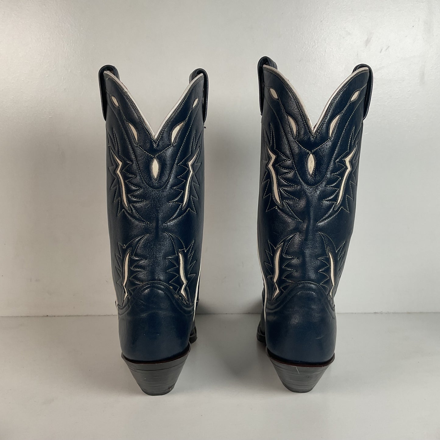 Vintage Tony Lama Blue Tooled Cowboy Boots Men’s 7 D | Women’s 8 Gold Label