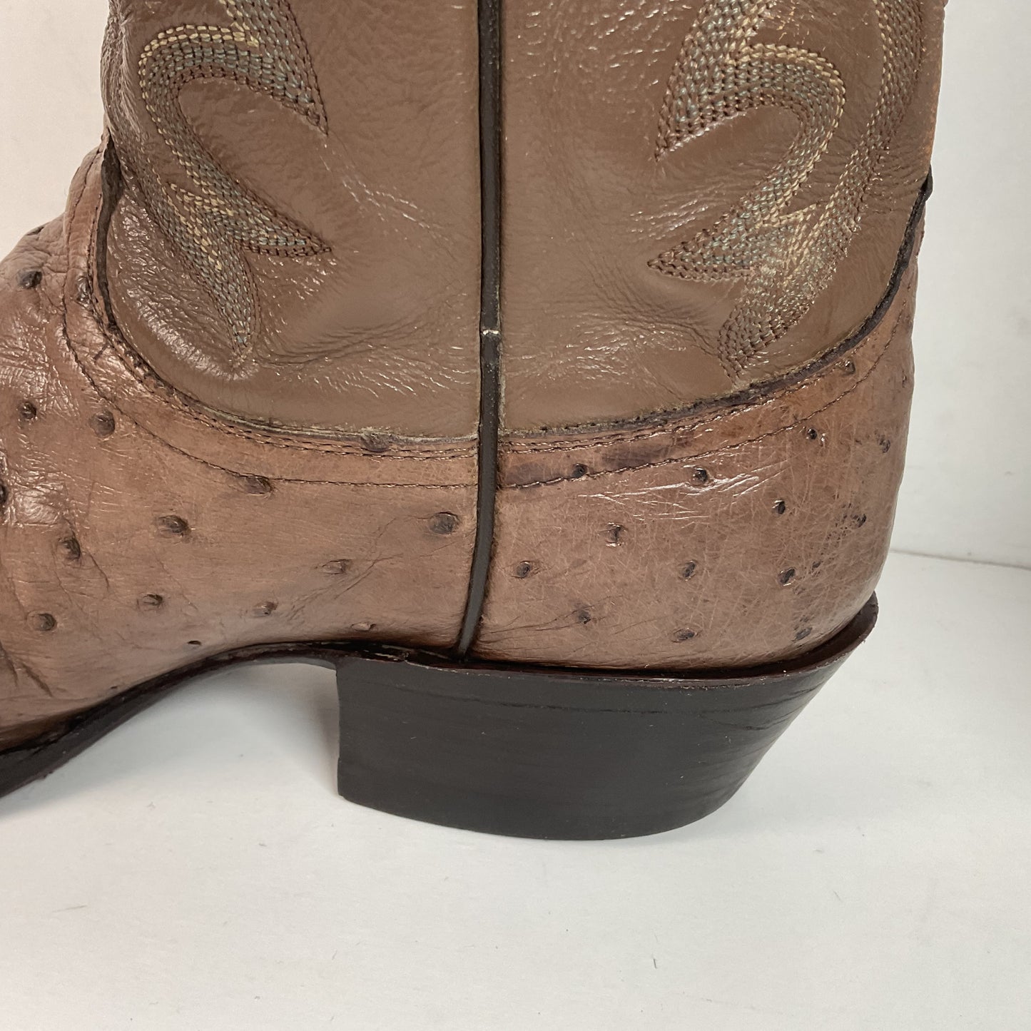 Justin Full Ostrich Quill Cowboy Boots 10 E USA Made Exotic