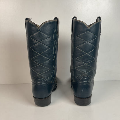 Vintage Tony Lama Navy Blue Cowgirl Boots 5.5 B Gold Label Lizard Wingtip