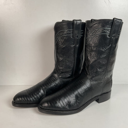 Justin Teju Lizard Cowboy Roper Boots 8 D USA Made