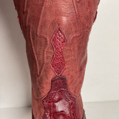 Montana Ostrich Leg Cowboy Boots | Exotic | Tooled Inlay | Men’s 6 | Women’s 7.5