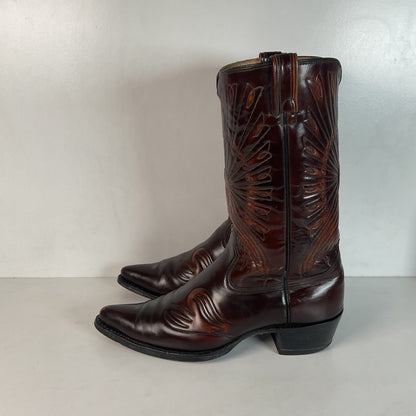 Vintage Texas Brand Patent Thunderbird Cowboy Boots 10.5 EE Rainbow Peacock
