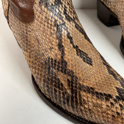 Vintage Longhorn Cowboy Boots | Python Snakeskin | Tooled Overlays | Men’s 9 D