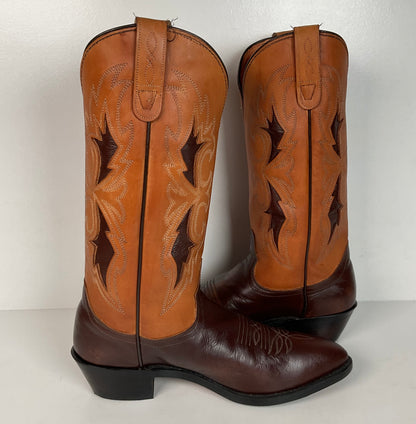 Vintage J. Chisholm Cowboy Boots | Tooled Inlays | USA Made | Men’s 8.5 D