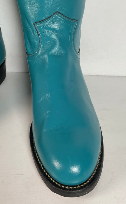 Justin Cowgirl Roper Boots | USA Made | Teal | Women’s 7 C