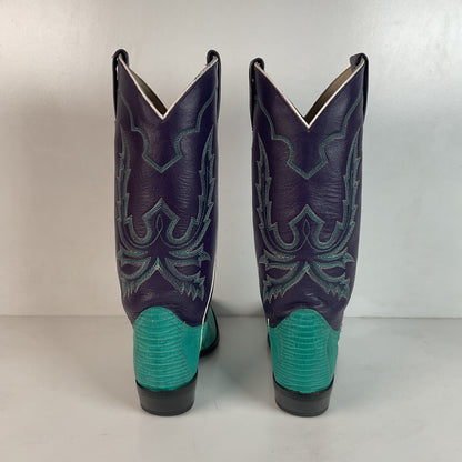 Dan Post Turquoise Cowgirl Boots 6 M Teju Lizard Vamp