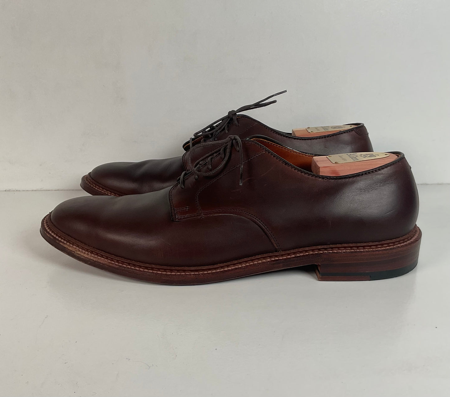 Alden for J. Crew Derby Blucher Shoes 12 D Cigar Brown