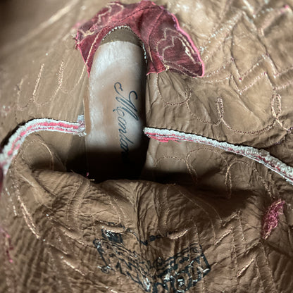 Montana Ostrich Leg Cowboy Boots | Exotic | Tooled Inlay | Men’s 6 | Women’s 7.5