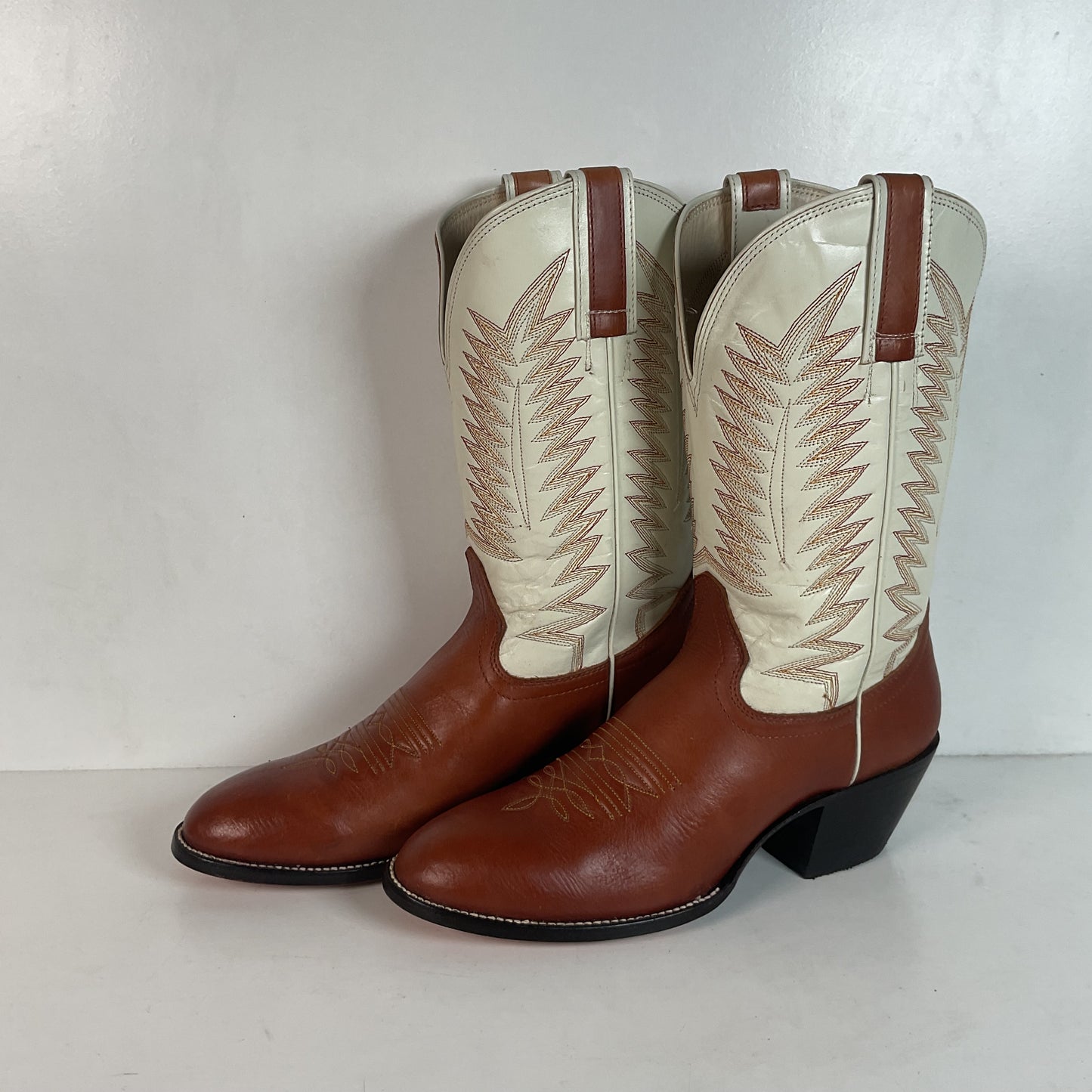 Hondo Calfskin Leather Cowgirl Boots 10 B White Upper
