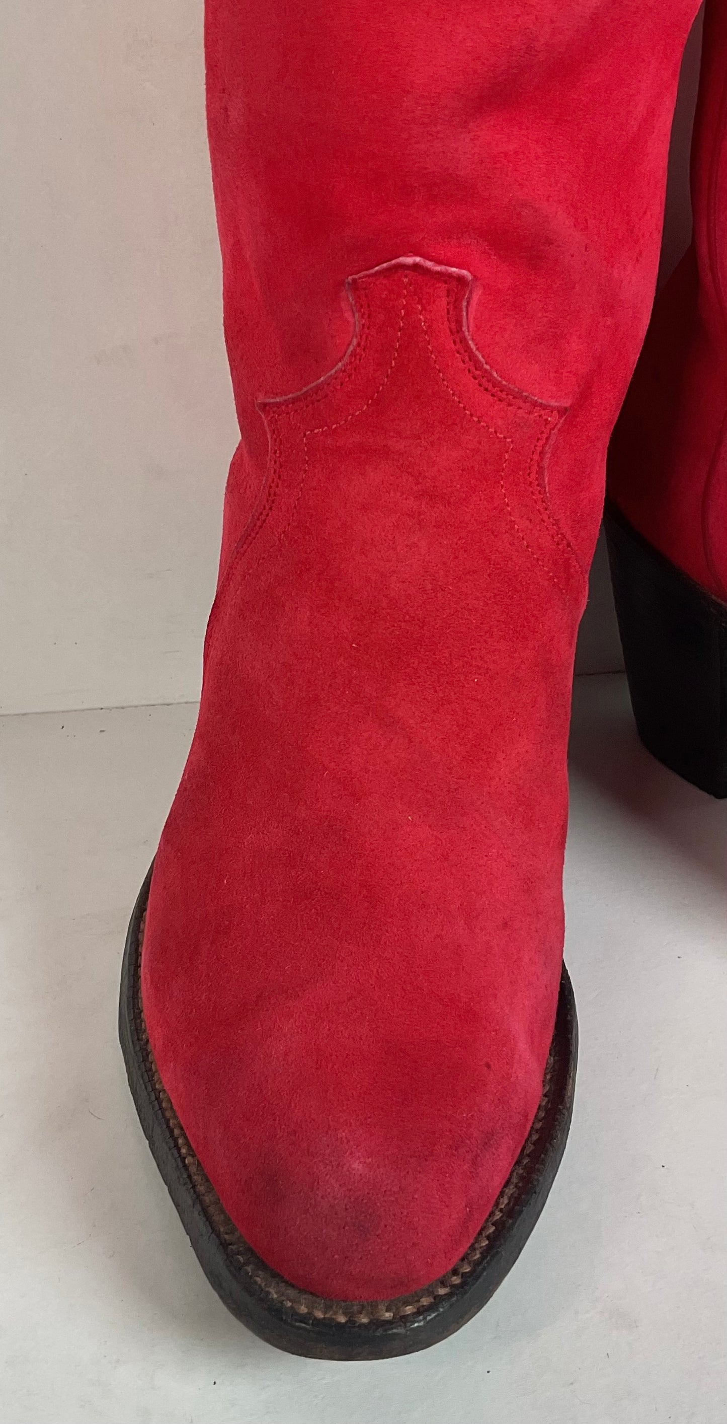 Vintage Justin Red Pig Skin Cowgirl Boots | Brush Off | USA Made | 6 B