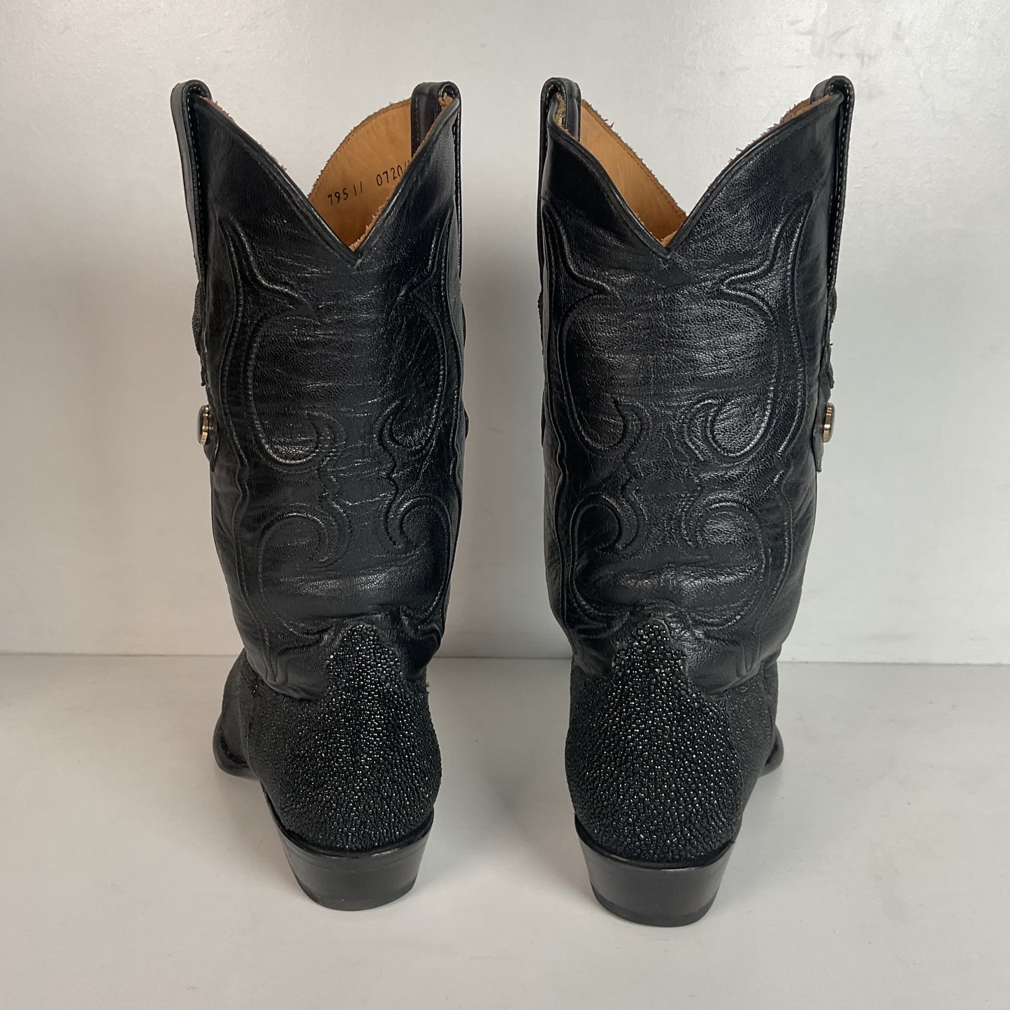 Los Altos Exotic Sea Stingray Cowgirl Boots 8 M Classic Black