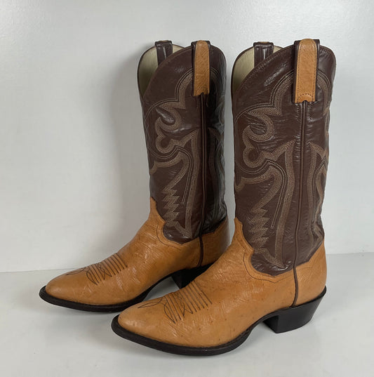 Vintage Panhandle Slim Smooth Ostrich Cowboy Boots | Exotic | Men’s 8 D