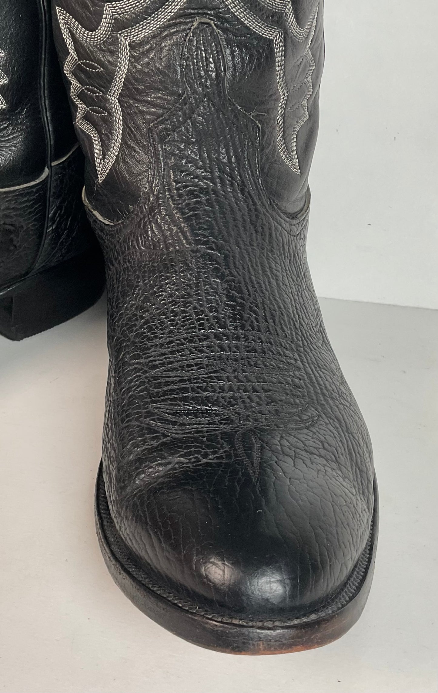 Anderson Bean Black Bullhide Cowboy Boots 12 EE USA Made