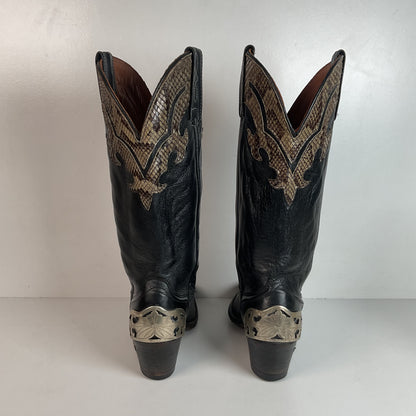 Vintage Laredo Snakeskin Overlay Cowgirl Boot 8 B USA Made Python