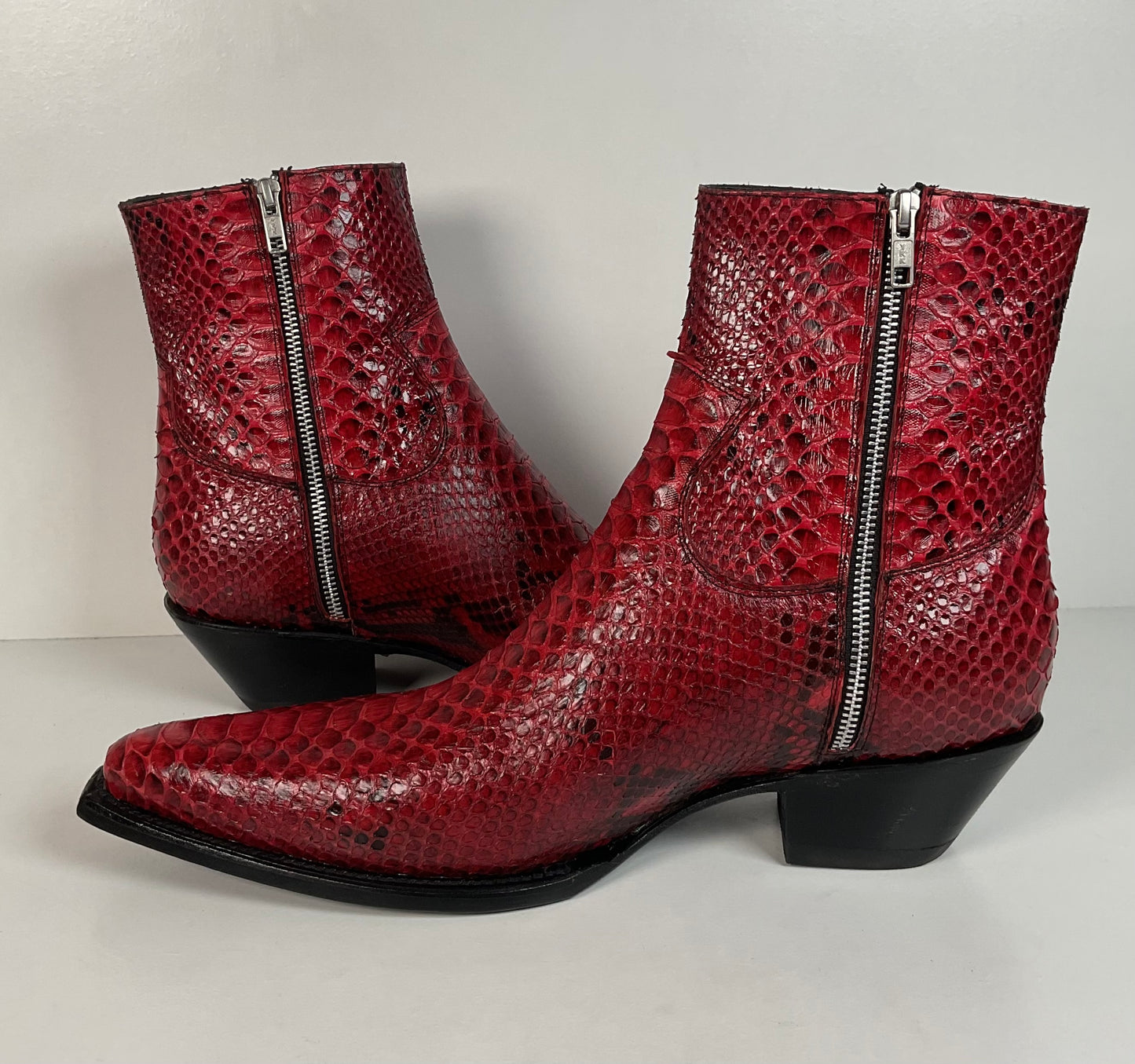 Lucent Los Angeles | Python Snakeskin Ankle Boots | Red | Men’s 15