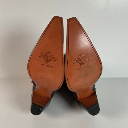 Western Snakeskin Stiletto Boots | Burgundy Python | Men’s 7.5 | Women’s 9