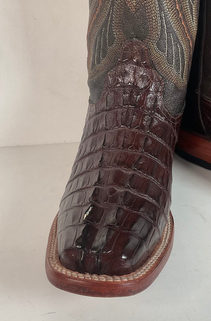Ferrini Exotic Hornback Caiman Crocodile Cowboy Boots 9 EE Square Toe