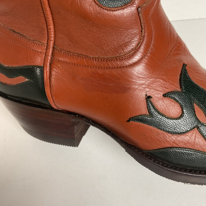 Vintage Caboots Wingtip Cowboy Boots | Tooled Inlays | Men’s 8 | Women’s 9