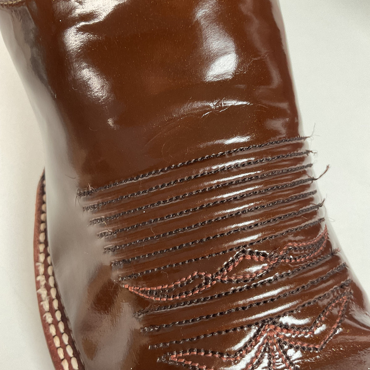 Lucchese 2000 Patent Leather Cowgirl Boots | Square Toe | Brown | USA Made | 6.5 C