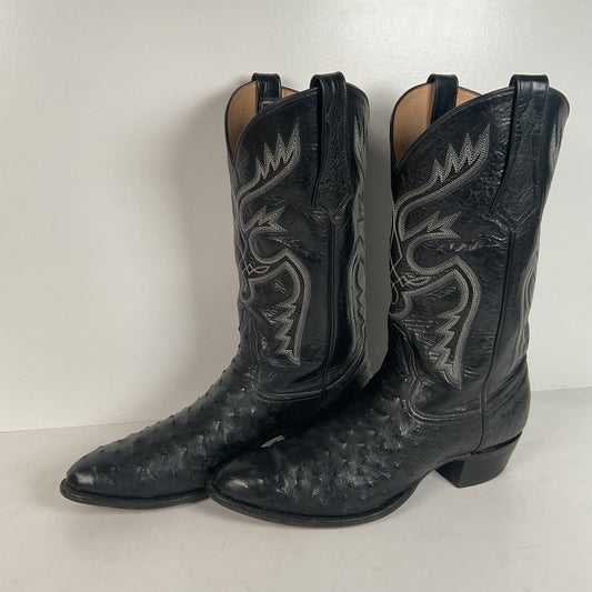 Vintage Larry Mahan Ostrich Cowboy Boots | Full Quill | Exotic | 11 D