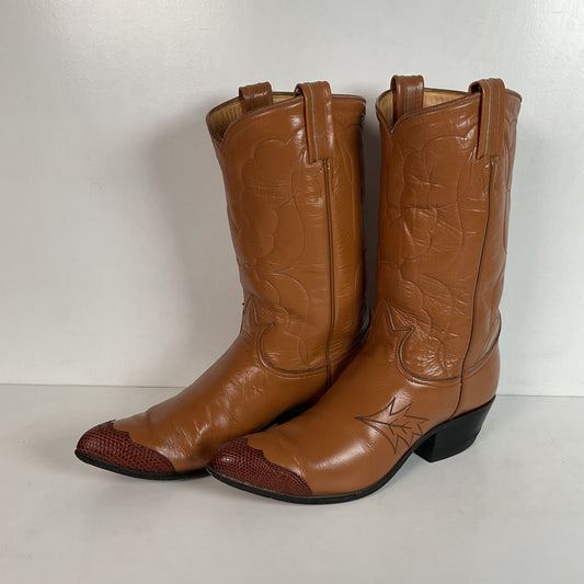 Vintage Tony Lama Lizard Wingtip Cowgirl Boots 7 A Black Label