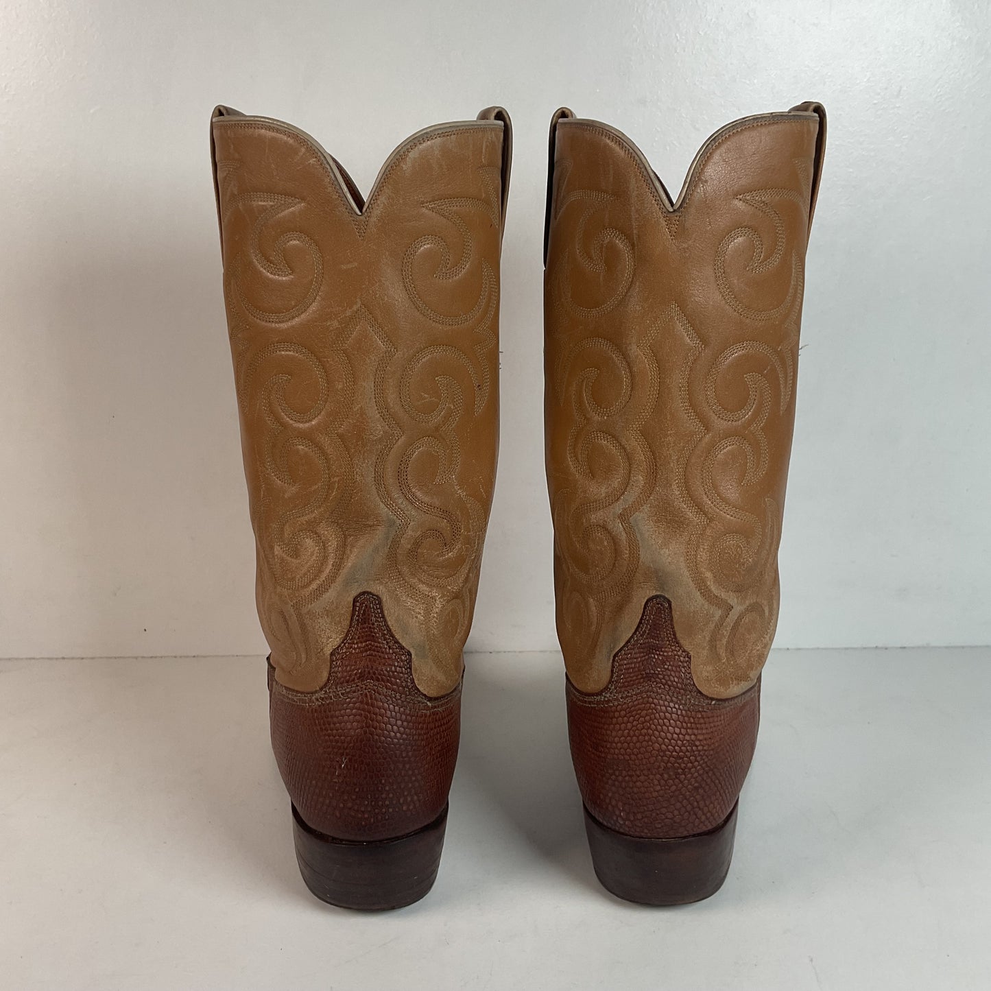 Vintage Lucchese San Antonio Lizard Teju Cowboy Boots 9.5 B