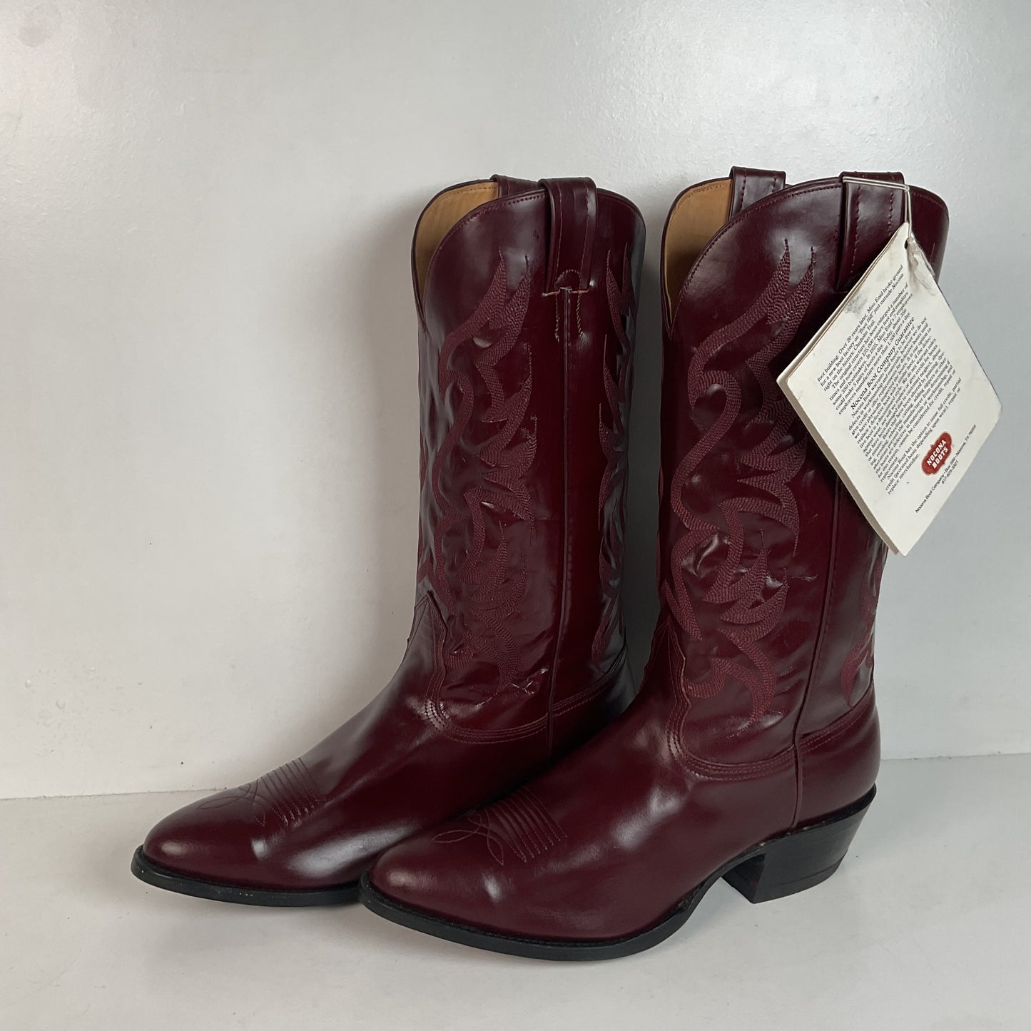 Vintage Nocona Legacy Cowboy Boots 9.5 E Burgundy Calf USA Made