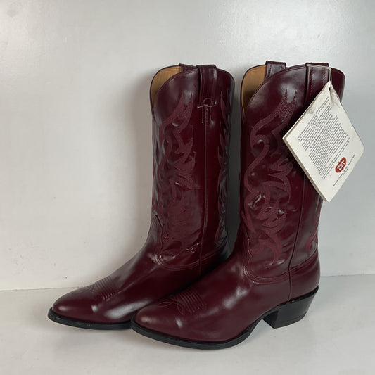 Vintage Nocona Legacy Cowboy Boots 9.5 E Burgundy Calf USA Made