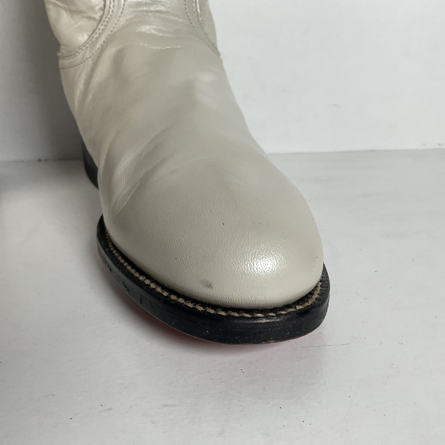 Justin Pearl White Roper Boots | Cowgirl | USA Made | Women’s 7.5 B