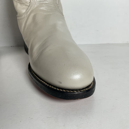 Justin Pearl White Roper Boots | Cowgirl | USA Made | Women’s 7.5 B