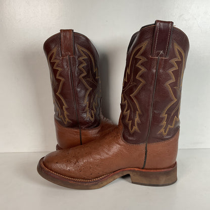 Justin Smooth Ostrich Tekno Crepe Roper Boots 8.5 EE USA Made Exotic
