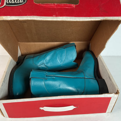 Justin Cowgirl Roper Boots | USA Made | Teal | Women’s 7 C