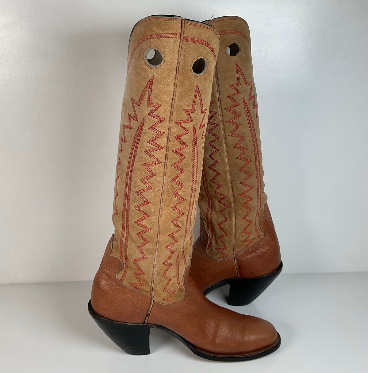 Custom Buckaroo Cowboy Boots | Tall Top | Rough Out Suede Shaft | Men’s 11