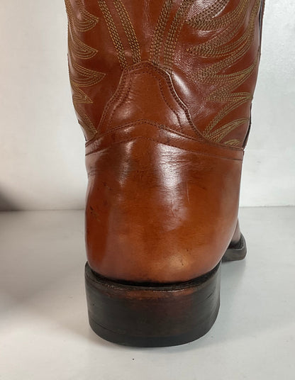 Vintage 1970s Dan Post Whip Stitch Cowboy Boots 9 D Stove Pipe