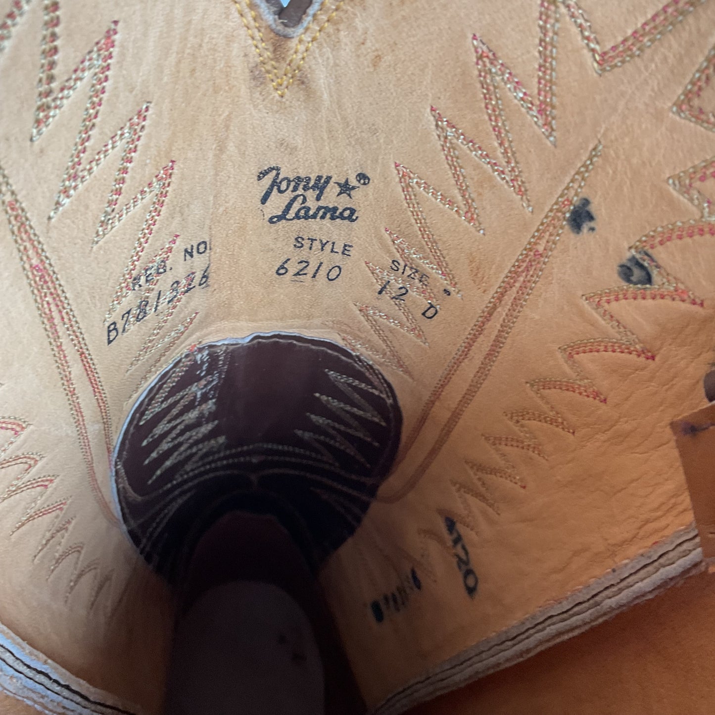 1970s Tony Lama Cowboy Boots 12 D Gold Label USA Made