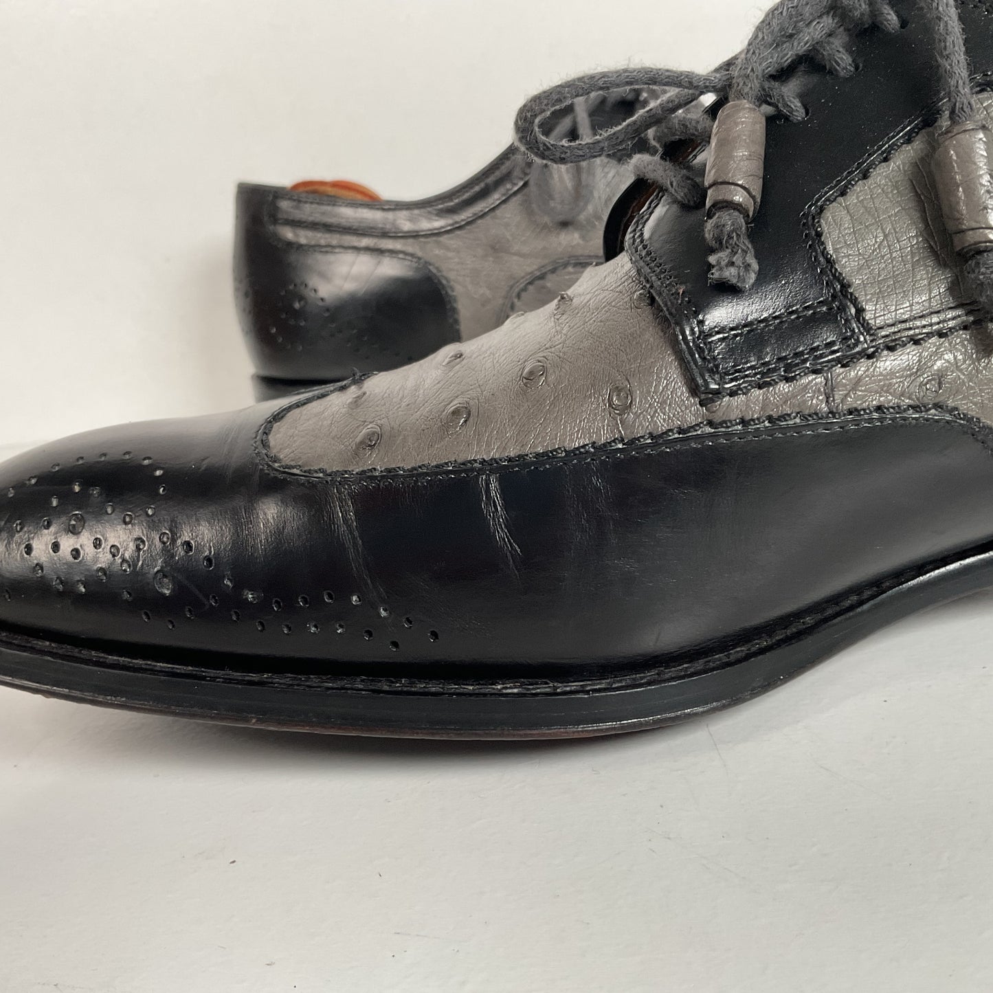 Mezlan Ostrich Quill Medallion Shoes | Derby | Exotic | Men’s 9.5 M