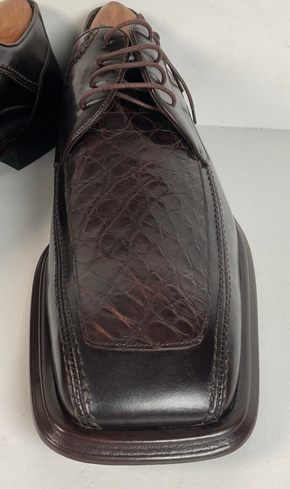 Mezlan Genuine Crocodile Derby Shoes 12 M Exotic
