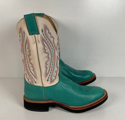 Justin Tekno Crepe Cowgirl Boots | USA Made | Turquoise | Women’s 10 B