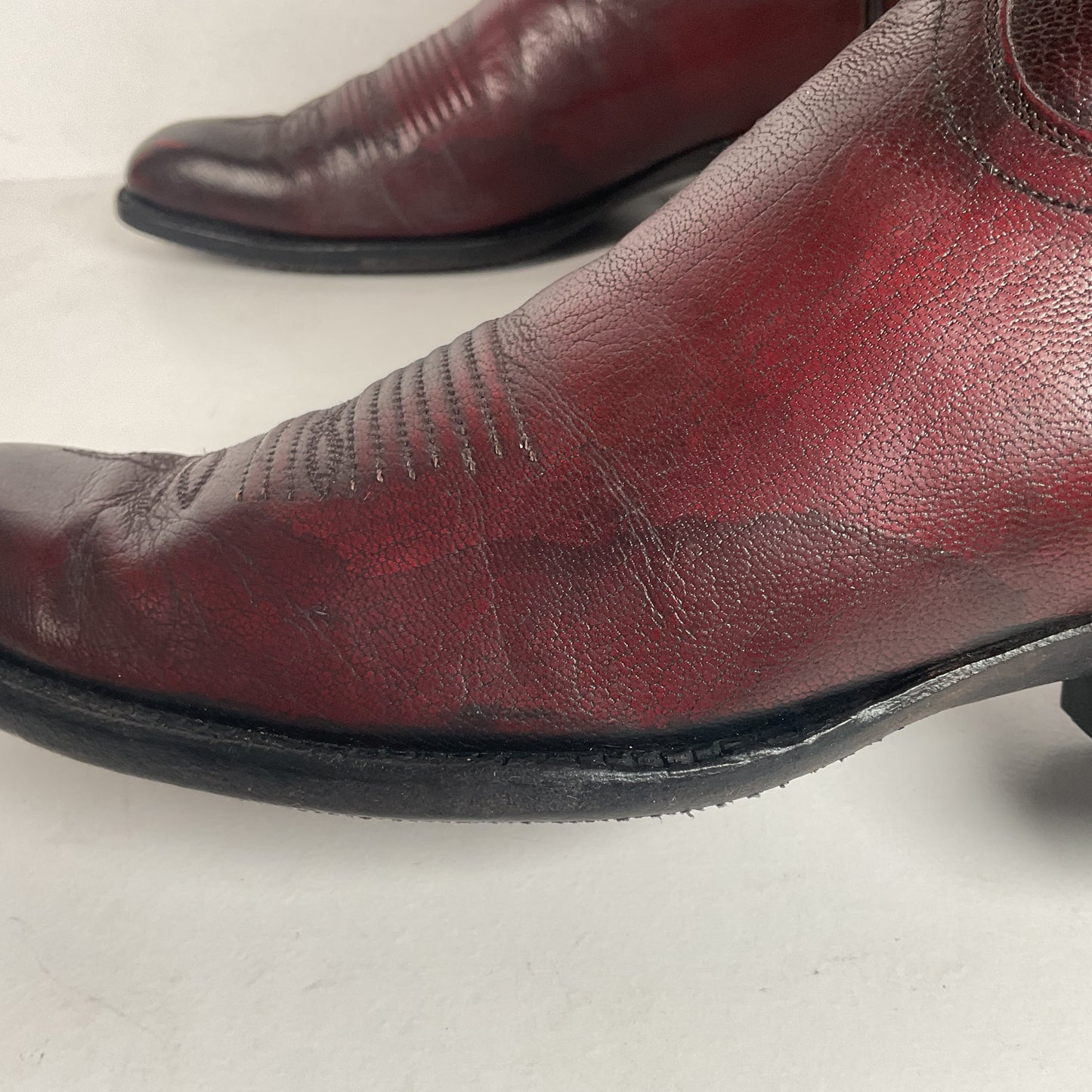 Custom Black Cherry Cowboy Boots | Goat Skin | Extra Narrow | 10.5 AA