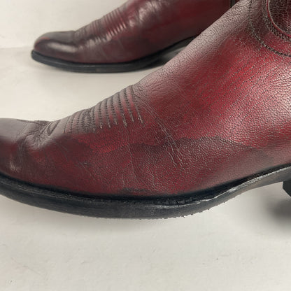 Custom Black Cherry Cowboy Boots | Goat Skin | Extra Narrow | 10.5 AA