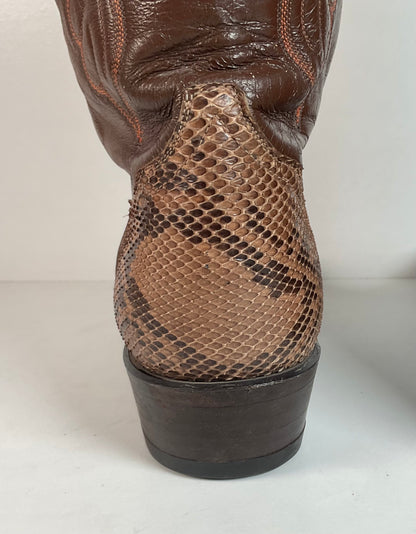 Vintage Tony Lama Python Snakeskin Cowboy Boots | USA Made | Gold Label | 10.5 D