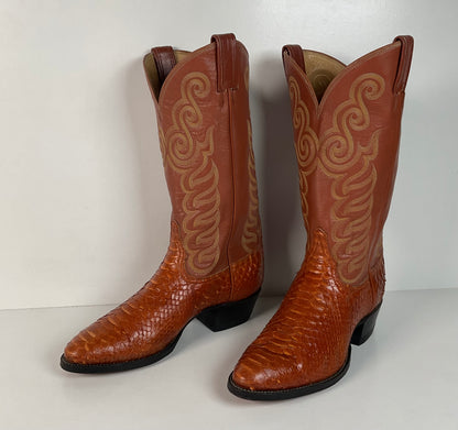 Vintage Tony Lama Python Snakeskin Cowboy Boots | Gold Label | Men’s 8 D