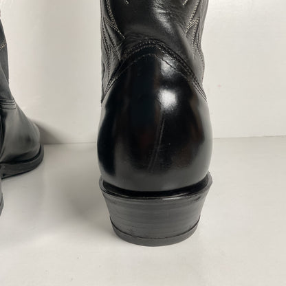 Vintage Nocona Cowboy Boots | Glossy Black Veal | USA Made | Men’s 9.5 EE