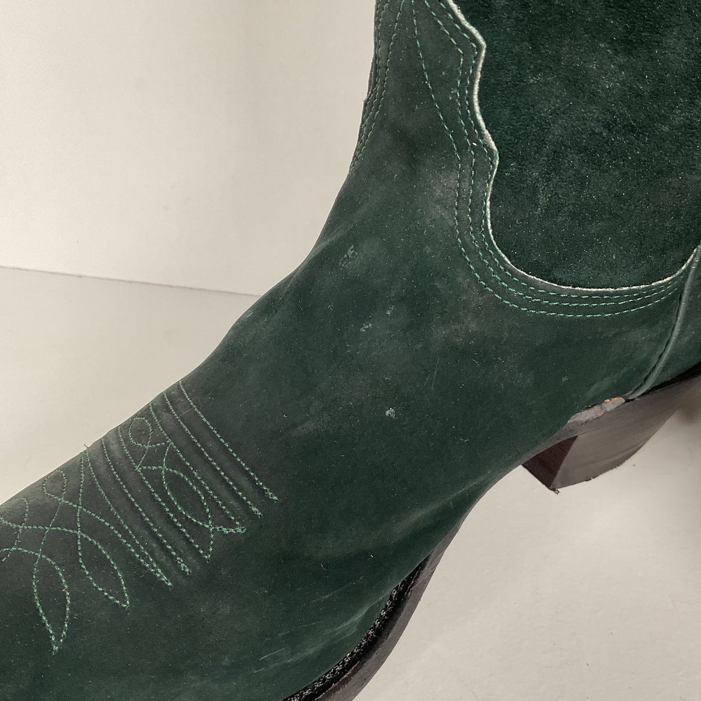 Vintage Nocona Wild Boar Cowboy Boots | Pig Skin Suede | Emerald Green | Men’s 11.5 E