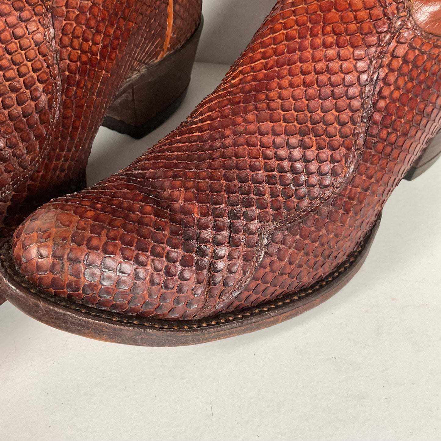Tony Lama Anaconda Cowboy Boots | Exotic Snakeskin | Thrashed | Gold Label | 9.5