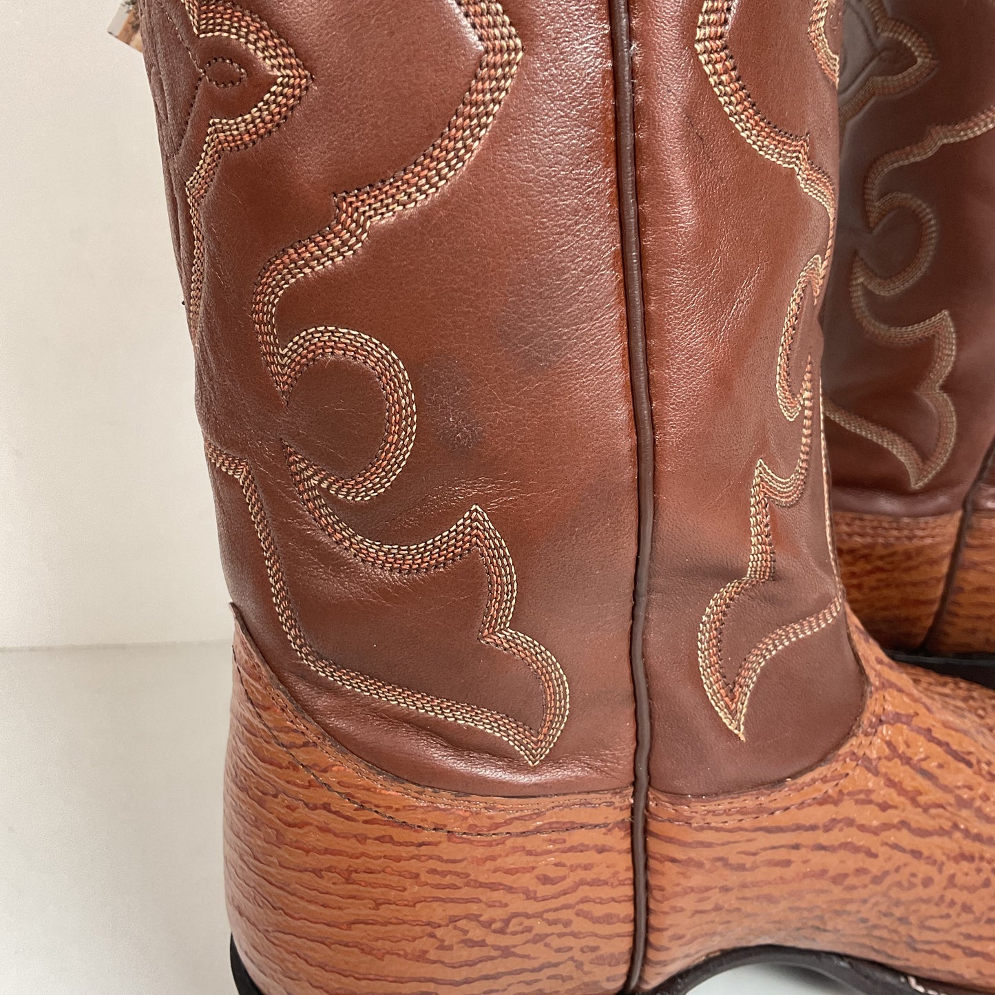 Vintage Nocona Shark Skin Cowboy Boots 9 E USA Made Exotic