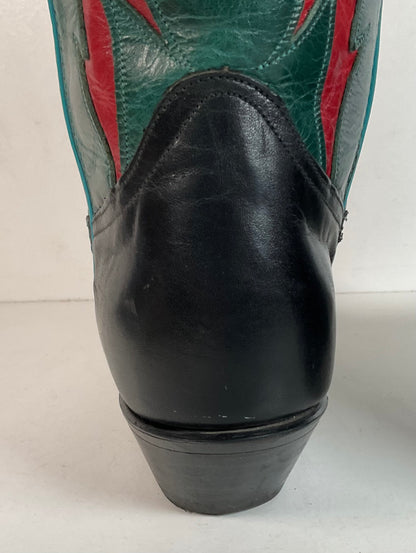 Vintage Dan Post For Code West Cowgirl Boots | Tooled Green Upper | Women’s 10 M