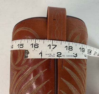 Vintage 1970s Dan Post Whip Stitch Cowboy Boots 9 D Stove Pipe