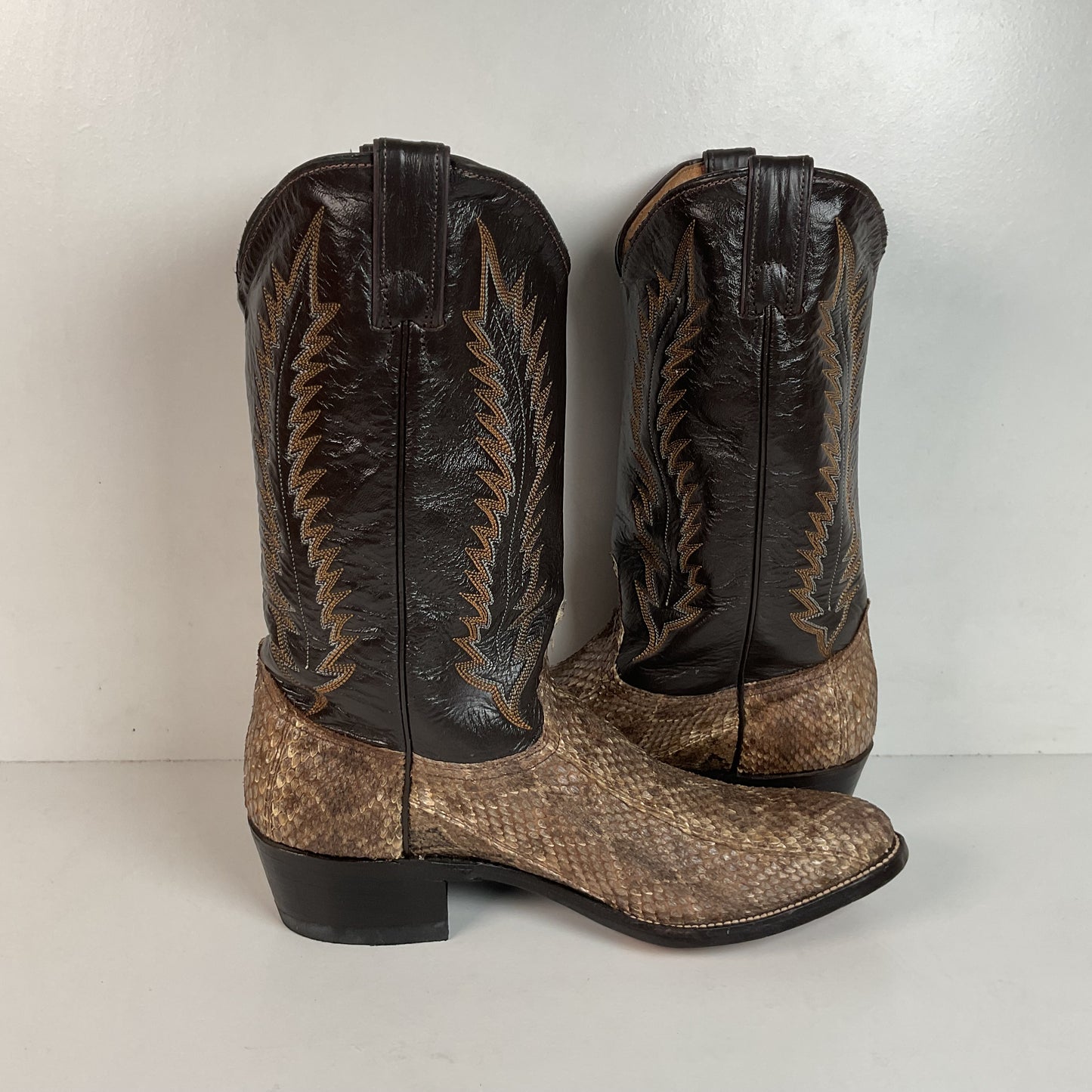 Vintage Abilene Diamondback Rattlesnake Cowboy Boots 10 D USA Made Snakeskin
